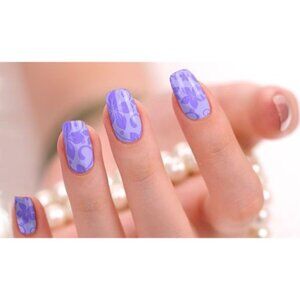 Candied Nail Wraps 100% Real Nail Polish Strips Purple Floral Design 16 Pieces L